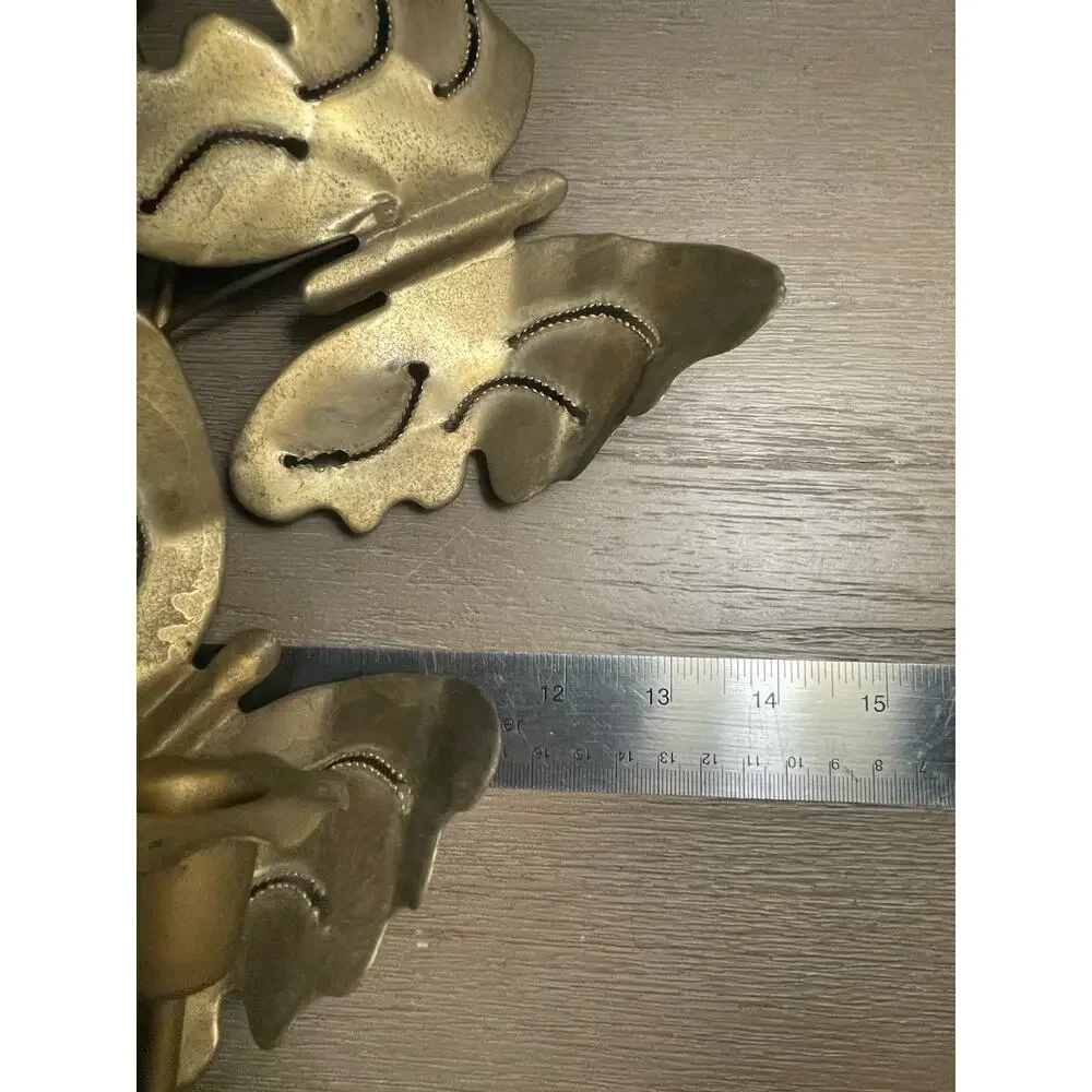 Vintage MCM Brass Butterfly Wall Candle Sconce 3 Taper Holders Hollywood Regency